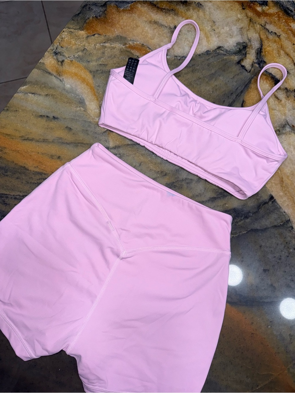 Women’s Light Pink Top & High-Waist Shorts Set